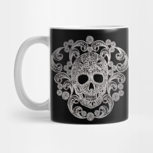 Silver Lace Skulls Mug